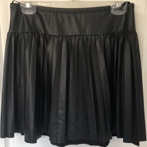 Pleated Leather Skirt